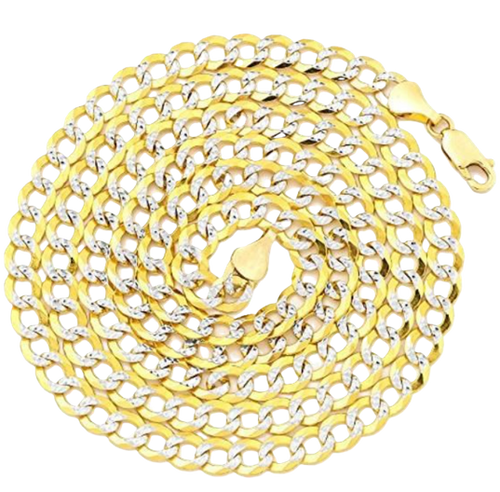 14KT Gold Chain Hollow Curb Pave 10mm