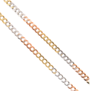 14KT Gold Chain Hollow Tri Tone Curb 9mm