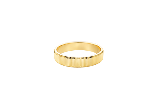 14KT Gold Ring Unisex Solid Currency Edge Band 5mm