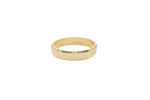 14KT Gold Ring Unisex Solid Currency Edge Band 5mm