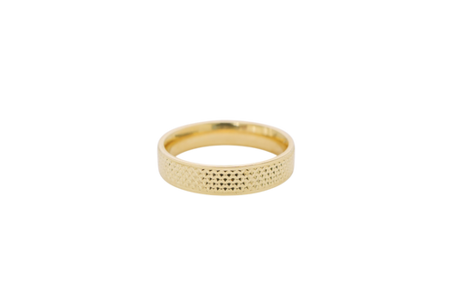 14KT Gold Ring Unisex Solid Flat Diamond Cut File Pattern No Border Band 5mm