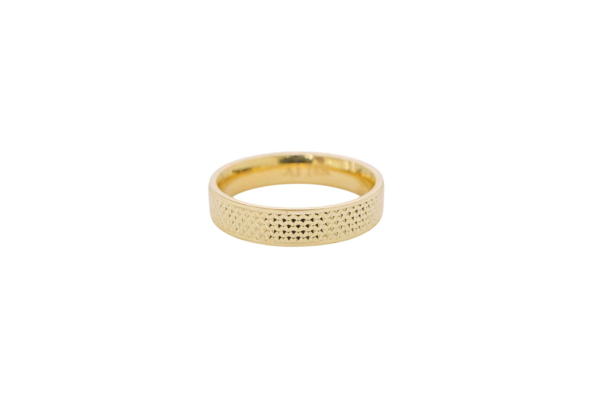 14KT Gold Ring Unisex Solid Flat Diamond Cut File Pattern No Border Band 5mm