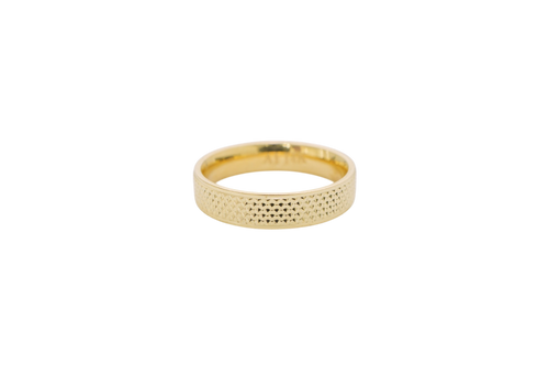 14KT Gold Ring Unisex Solid Flat Diamond Cut File Pattern No Border Band 5mm