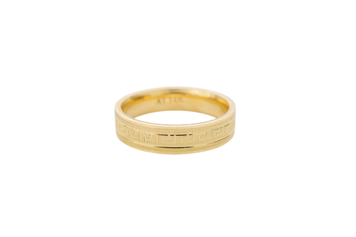 14KT Gold Ring Unisex Solid Greek Center Plain Matt Finish Borders Band