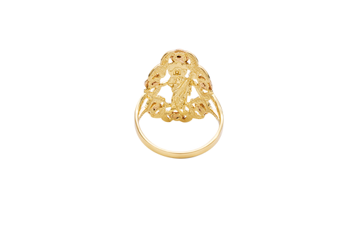 14KT Gold Ring Women's Tri Tone Roses St Jude Spilt Band