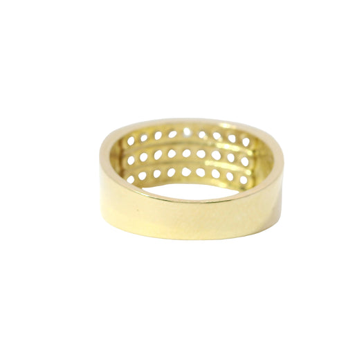 14KT Gold Ring Women's Three Row Channel Set White CZ Stone Band
