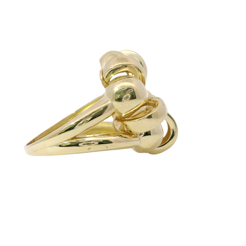14KT Gold Women's Ring Plain Raised Fan Blade with 5 Blades/ 5 Round Bubbles Between Each Blade Split Shank Band