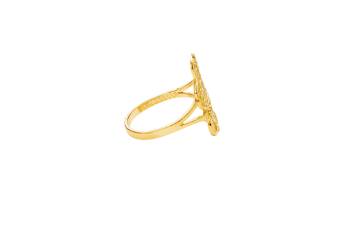 14KT Gold Ring Women's Medium Flat Labubu with Plain Split Band