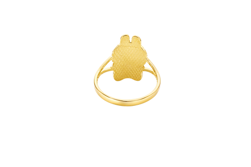 14KT Gold Ring Women's Medium Flat Labubu with Plain Split Band