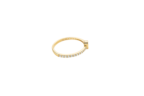 14KT Gold Ring Women's Pink Pear Tear Drop Center CZ Stone with Round White CZ Stones Band