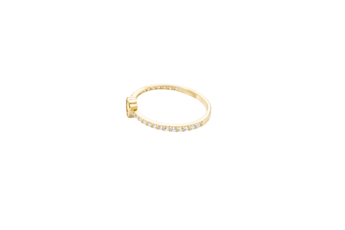 14KT Gold Ring Women's Pink Pear Tear Drop Center CZ Stone with Round White CZ Stones Band