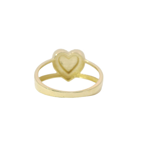 14KT Gold Ring Women's Plain Puff Heart with Greek Border and Plain Split Band