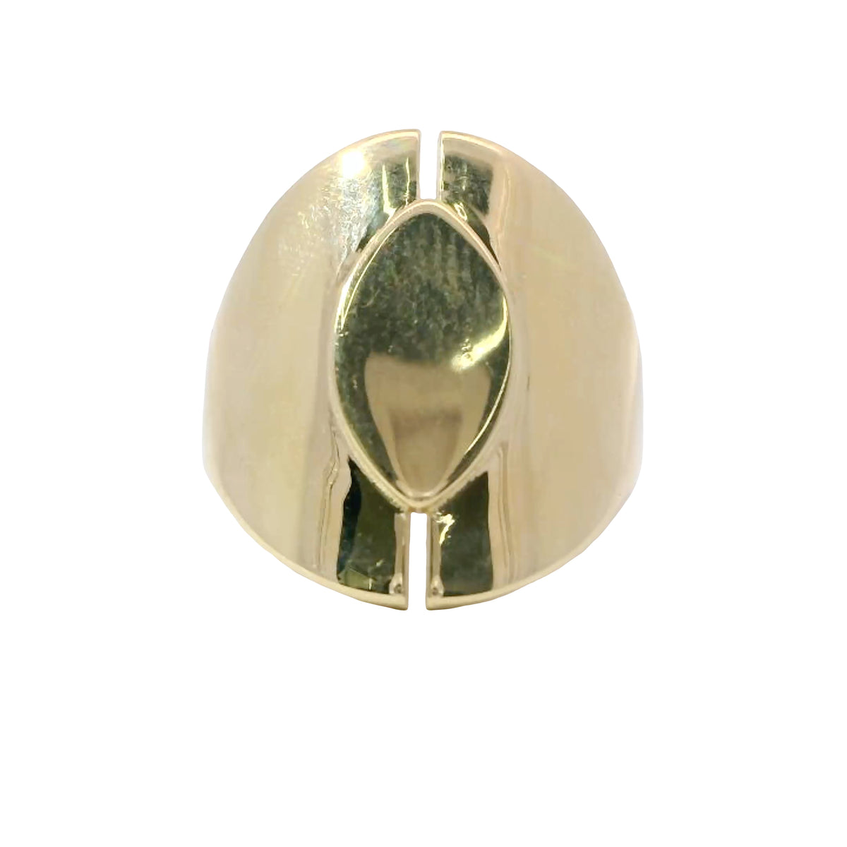 14KT Gold Ring Women's Raised Plain Marquise Shape with Split Band