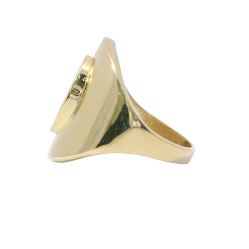 14KT Gold Ring Women's Raised Plain Marquise Shape with Split Band