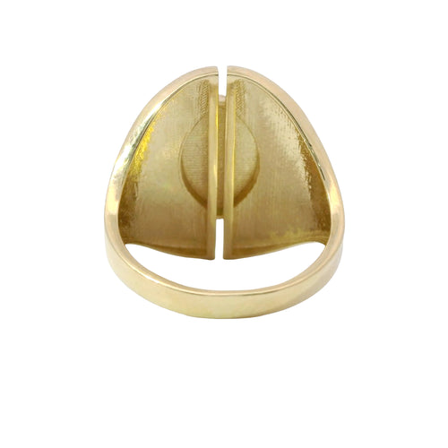 14KT Gold Ring Women's Raised Plain Marquise Shape with Split Band