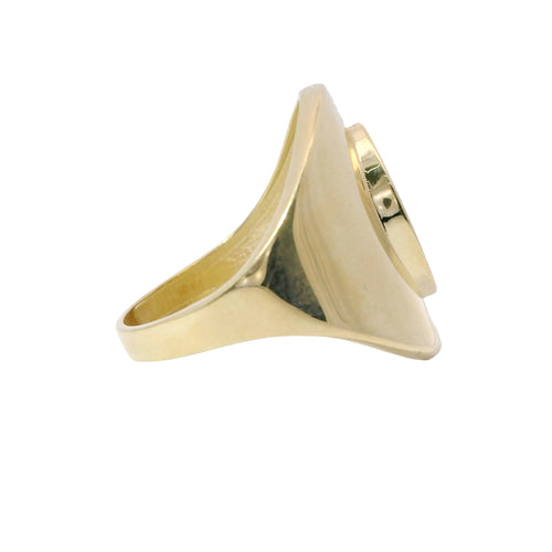 14KT Gold Ring Women's Raised Plain Marquise Shape with Split Band