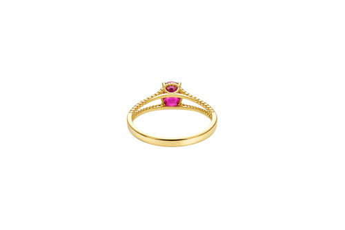 14KT Gold Ring Women's Red Oval Plain Twisted Split Band