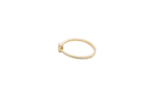14KT Gold Ring Women's Red Pear Tear Drop Center CZ Stone with Round White CZ Stones Band