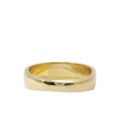 14KT Gold Ring Women's Triple Row of White CZ Stone Band with Three Raised Diamond Shapes Plain Border
