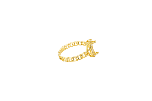14KT Gold Women's Ring Marquise White Center Stone with White CZ Stone Border Chino Band
