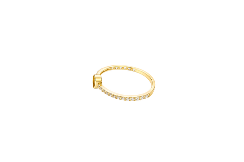 14KT Gold Ring Women's White Pear Tear Drop Center CZ Stone with Round White CZ Stones Band