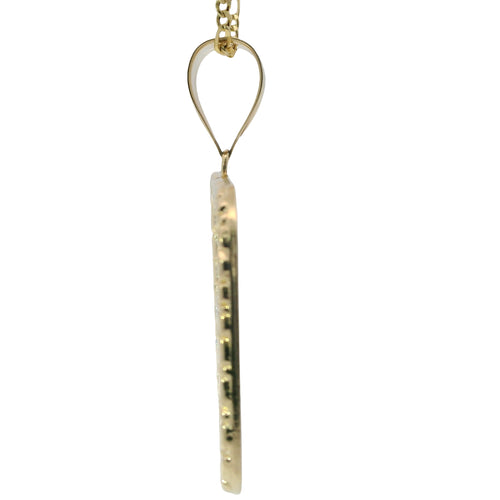 14KT Gold Charm XL Rectangle Two Tone Last Supper with Nugget Frame and Plain Bell