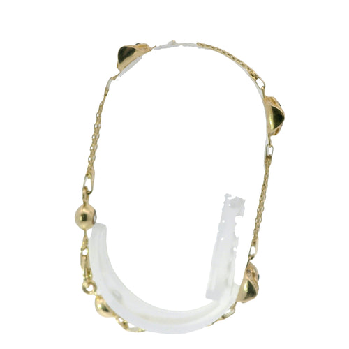 14KT Gold Bracelet Women's Three Charm White CZ Stones Skull with Black CZ Stones Eyes and White CZ Stone End Bizmark Link Lobster Clasp