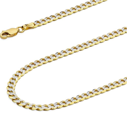 14KT Gold Chain Hollow Curb Pave 7mm