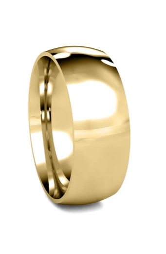 14KT Gold Ring Unisex Solid Plain Wedding Band 8mm