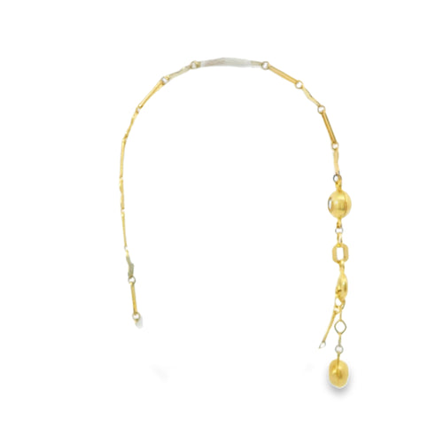 14KT Gold Bracelet Women's Alternating Horizontal Plain Hearts and Plain Paperclip Link with White CZ Stone Ends, and Lobster Clasp