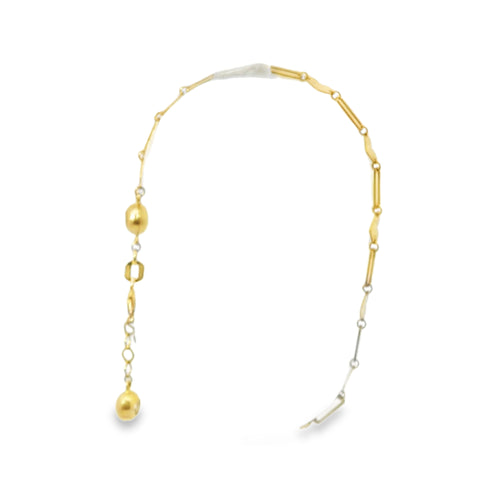 14KT Gold Bracelet Women's Alternating Horizontal Plain Hearts and Plain Paperclip Link with White CZ Stone Ends, and Lobster Clasp