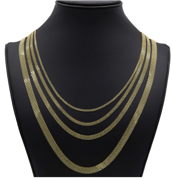 14KT Gold Chain Hollow Bizmark White CZ Double Box Clasp 5mm
