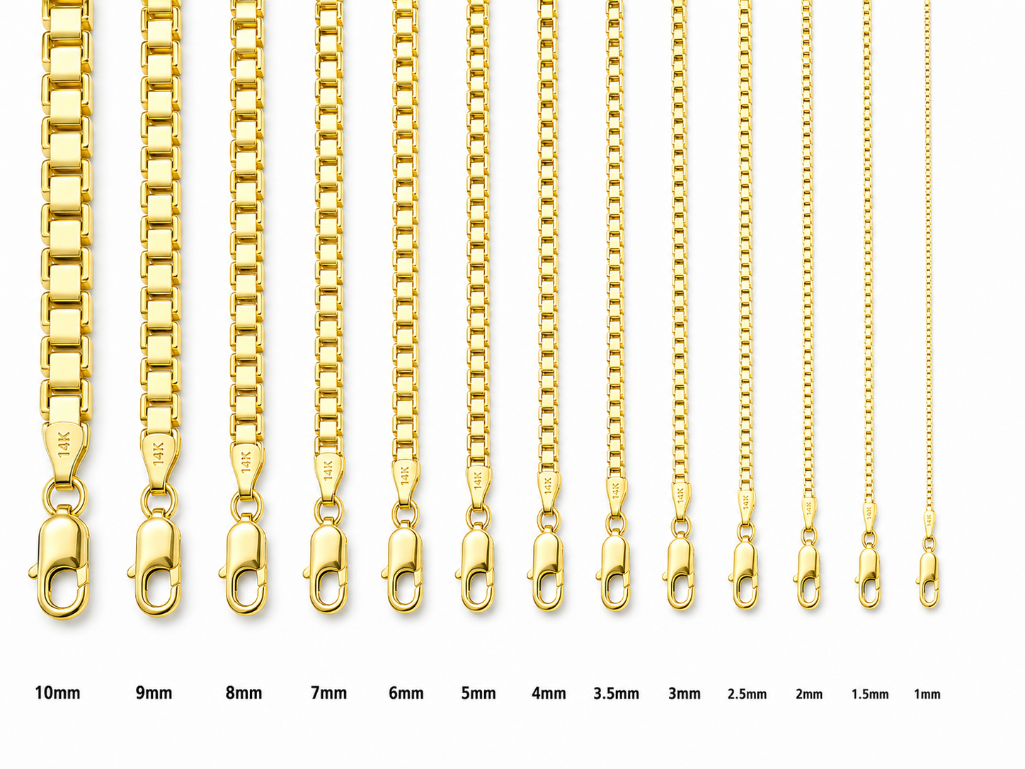 14KT Gold Chain Box Link 10mm