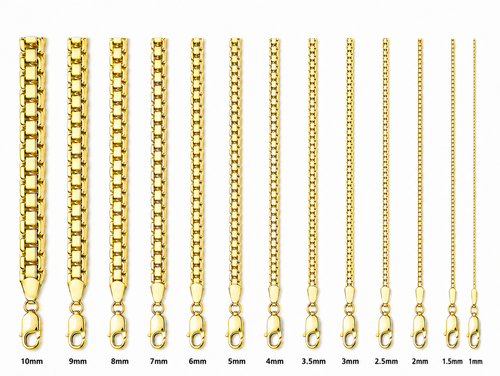 14KT Gold Chain Solid Box Franco 1.5mm