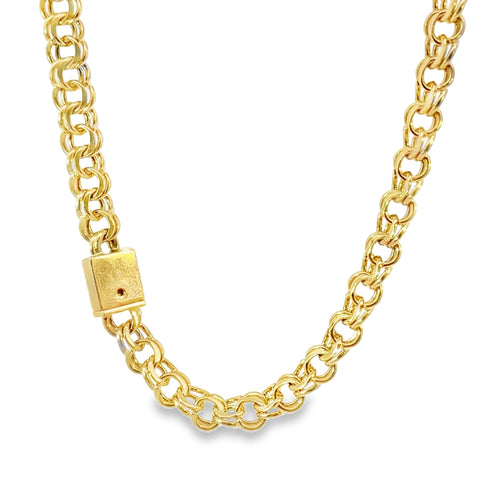 14KT Gold Chain Hollow Chino with Plain Box Clasp 7.5mm
