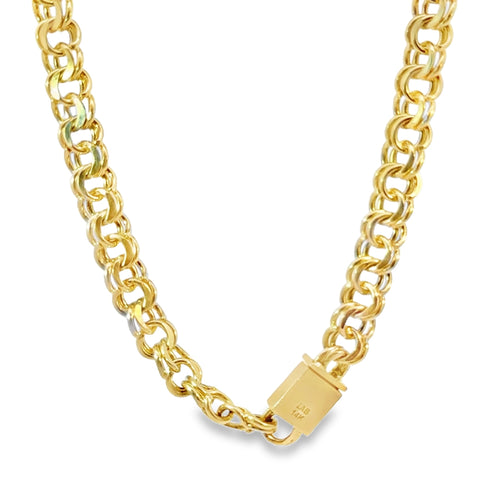 14KT Gold Chain Hollow Chino with Plain Box Clasp 8.5mm
