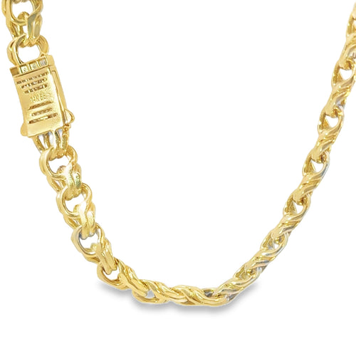 14KT Gold Chain Hollow Chino with White CZ Lock 10mm