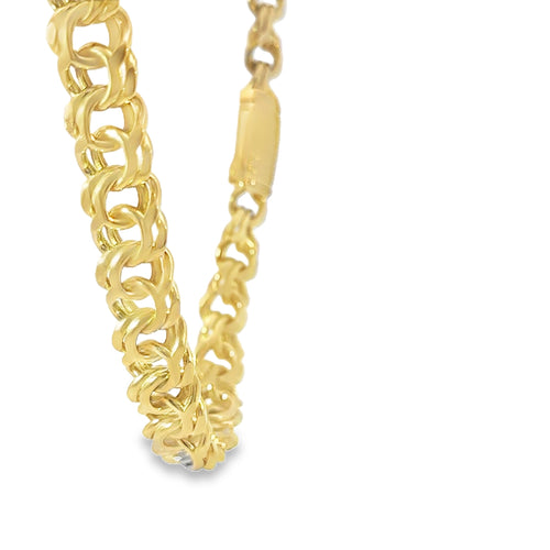 14KT Gold Chain Hollow Chino with White CZ Lock 10mm