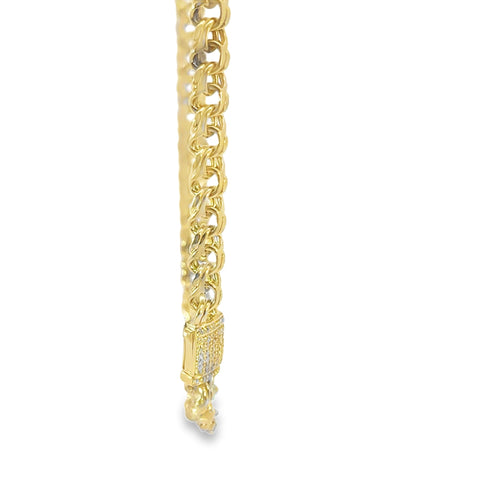 14KT Gold Chain Solid Chino with White CZ Box Clasp 6mm