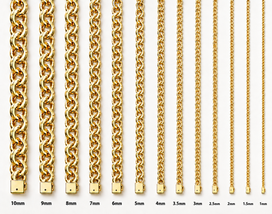 14KT Gold Chain Hollow Chino with Plain Box Clasp 1.5mm