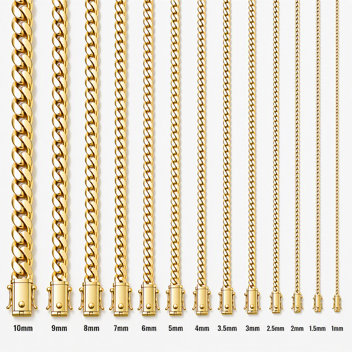 14KT Gold Chain Solid Cuban Link with Plain Clasp 4mm