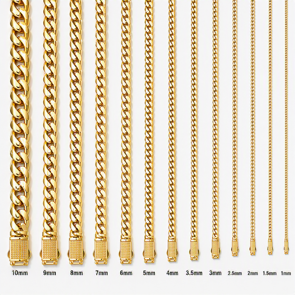 14KT Gold Chain Hollow Miami Cuban with Plain Designer Style White CZ Stones Double Box Clasp 1.5mm