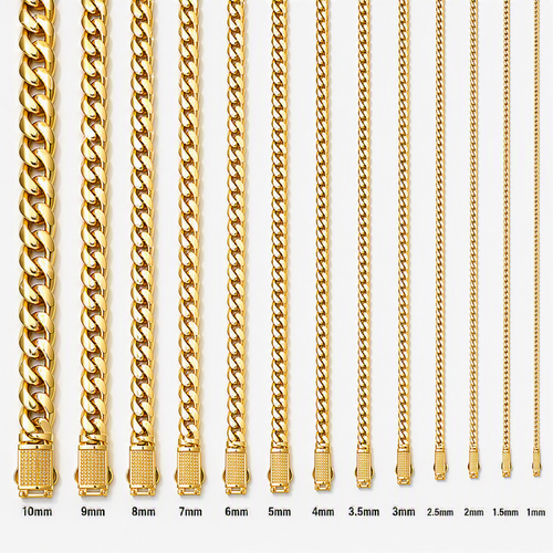 14KT Gold Chain Hollow Miami Cuban with Plain Designer Style White CZ Stones Double Box Clasp 2mm