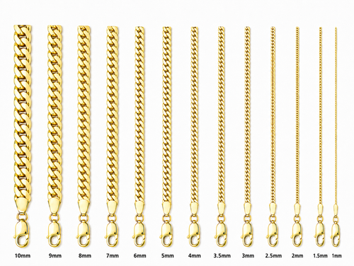 14KT Gold Chain Hollow Flat Miami Cuban with Plain Lobster Clasp 6mm
