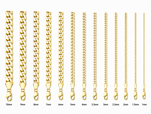 14KT Gold Chain Hollow Curb 1mm