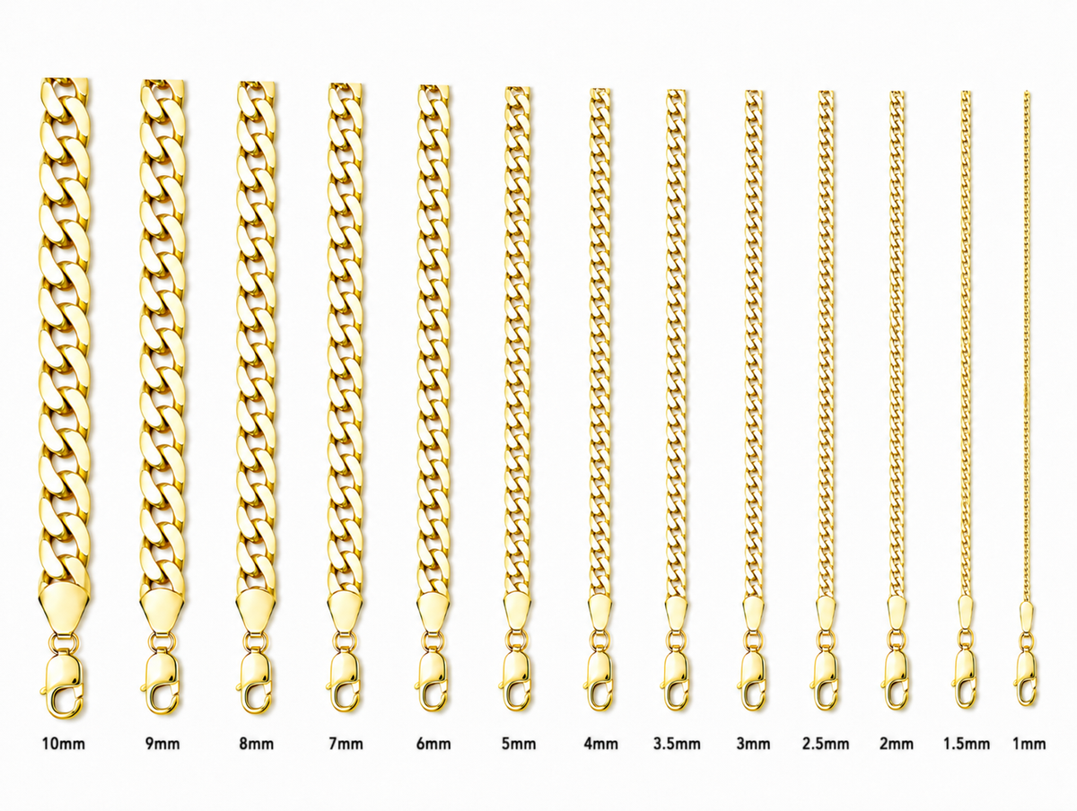 14KT Gold Chain Hollow Curb 12mm