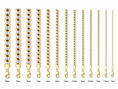 14KT Gold Chain Hollow Curb Pave 10mm