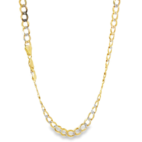 14KT Gold Chain Hollow Curb Pave 6mm