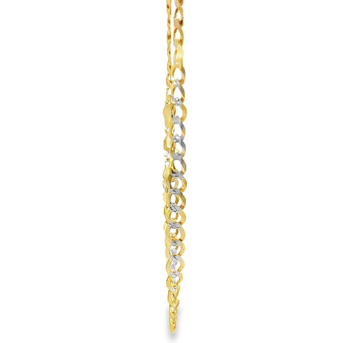 14KT Gold Chain Hollow Curb Pave 6mm