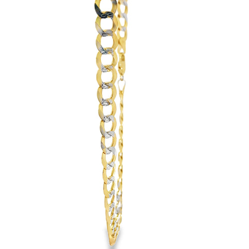14KT Gold Chain Hollow Curb Pave 8.5mm